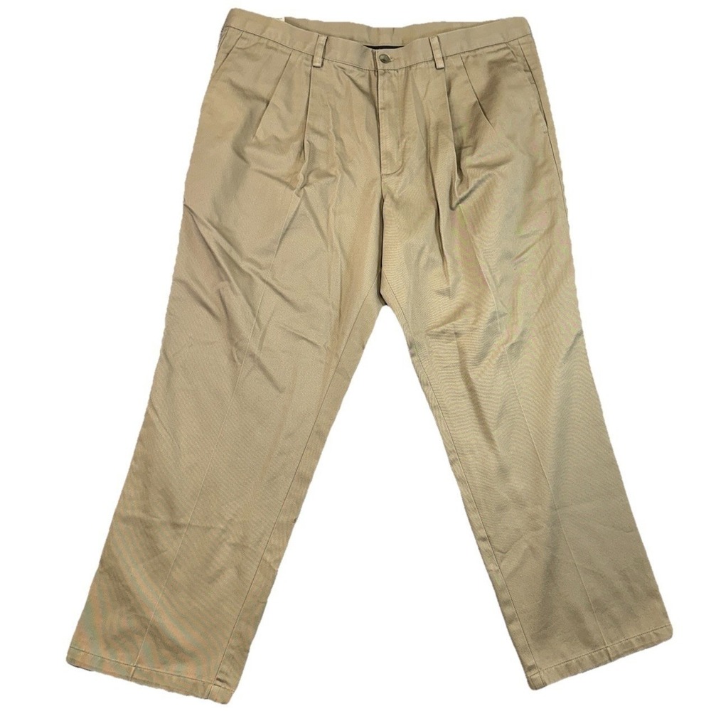 Dockers Mens Tan Pleated Chinos Classic Fit Trousers 40x30 (39x30) Professional